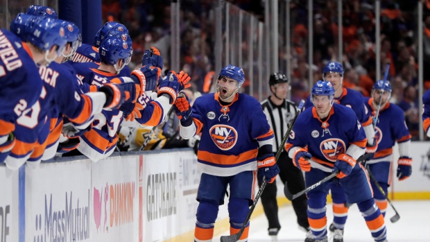 New York Islanders celebrate , The Canadian Press New York Islanders celebrate