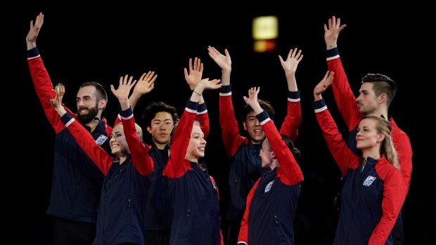 Team USA Figure Skating celebrates, The Canadian Press Team USA Figure Skating celebrates