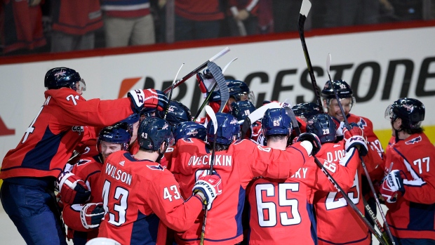 Washington Capitals celebrate, The Canadian Press Washington Capitals celebrate