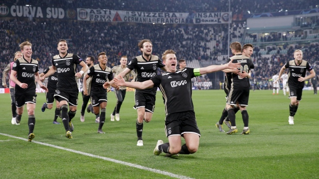 Ajax celebrates , The Canadian Press Ajax celebrates