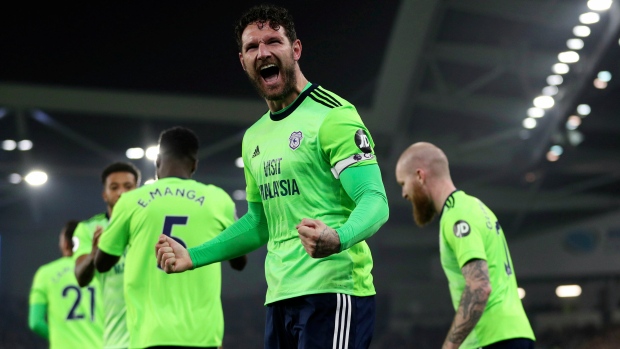 Cardiff City's Sean Morrison celebrates, The Canadian Press Cardiff City's Sean Morrison celebrates