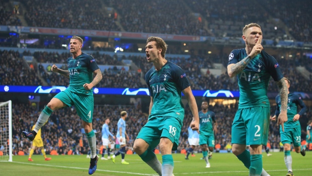 Toby Alderweireld, Fernando Llorente and Kieran Trippier, The Canadian Press Toby Alderweireld, Fernando Llorente and Kieran Trippier