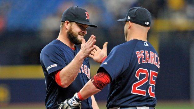 Ryan Brasier and Steve Pearce celebrate 