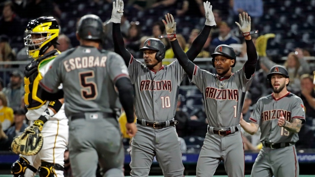 Diamondbacks player celebrate, The Canadian Press Diamondbacks player celebrate