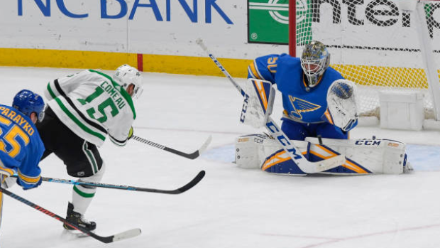 Comeau shoots on Binnington, Getty Images Comeau shoots on Binnington