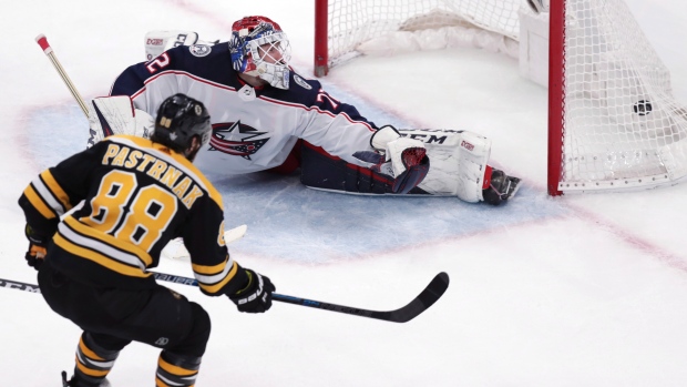 David Pastrnak and Sergei Bobrovsky