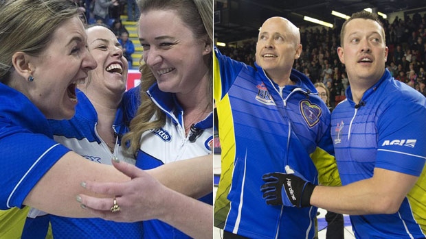 Rachel Brown, Dana Ferguson and Chelsea Carey/Kevin Koe and Ben Hebert 