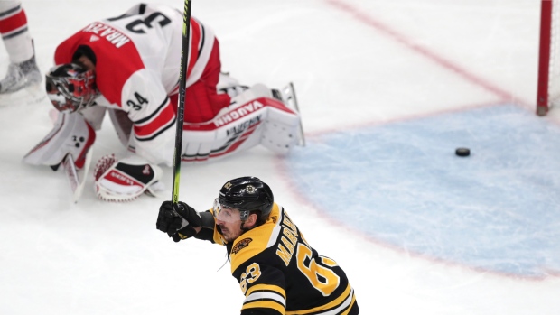 Marchand celebrates vs. Mrazek, The Candian Press Marchand celebrates vs. Mrazek