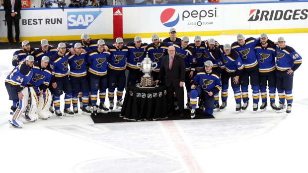 St. Louis Blues with Clarence S. Campbell Bowl