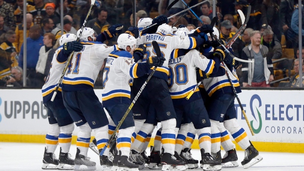 St. Louis Blues celebrate, The Canadian Press St. Louis Blues celebrate
