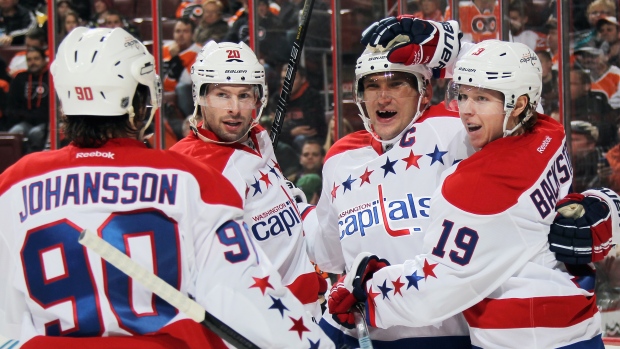 Alex Ovechkin, Niklas Backstrom and Troy Brouwer