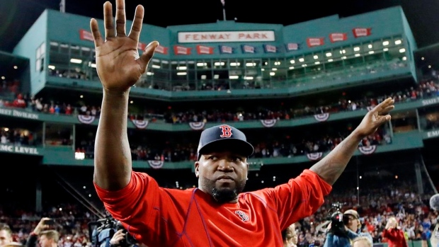 David Ortiz waves to Boston fans