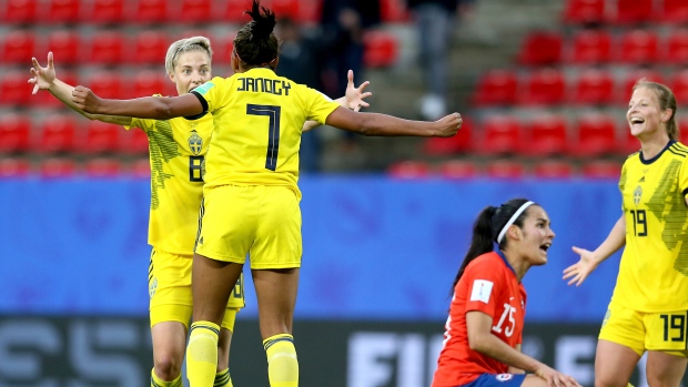 Madelen Janogy, Sweden celebrate, The Canadian Press Madelen Janogy, Sweden celebrate