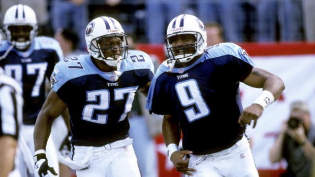 Steve McNair #9 and Eddie George #27 of the Tennessee Titans, Joe Robbins/Getty Images Steve McNair #9 and Eddie George #27 of the Tennessee Titans