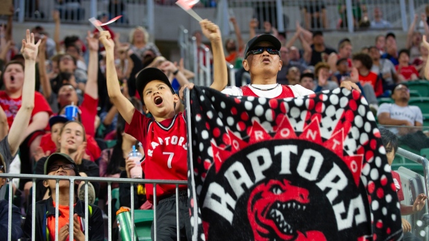 Toronto Raptors celebrate , The Canadain Press Toronto Raptors celebrate