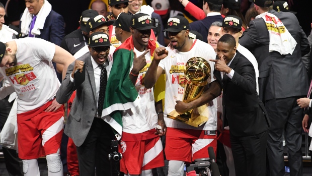 Siakam, Raptors celebrate, Getty Images Siakam, Raptors celebrate