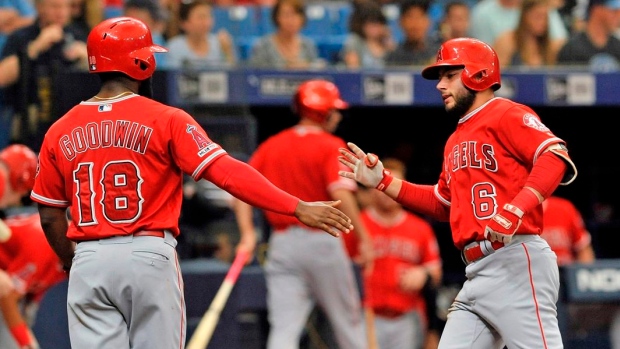 Angels Celebrate Homerun, The Canadian Press Angels Celebrate Homerun