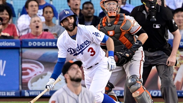 Chris Taylor homers , The Canadian Press Chris Taylor homers