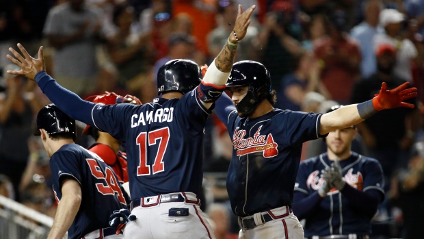 Atlanta Braves celebrate, The Canadian Press Atlanta Braves celebrate
