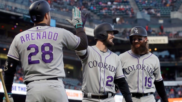 Nolan Arenado David Dahl Charlie Blackmon, The Canadian Press Nolan Arenado David Dahl Charlie Blackmon