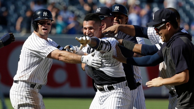 New York Yankees celebrate, The Canadian Press New York Yankees celebrate