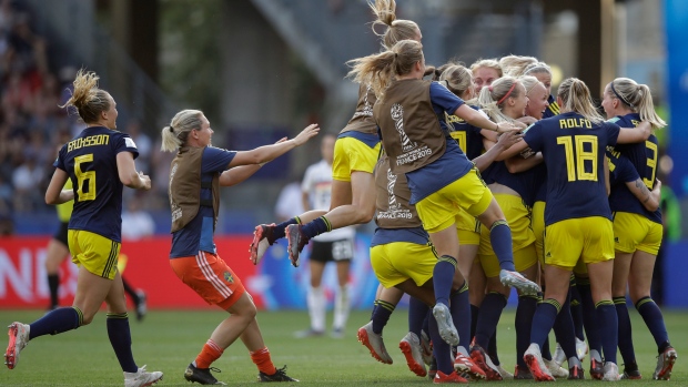 Sweden celebrates, Women's World Cup