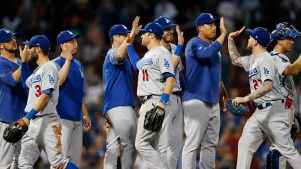 Los Angeles Dodgers celebrate , The Canadian Press Los Angeles Dodgers celebrate