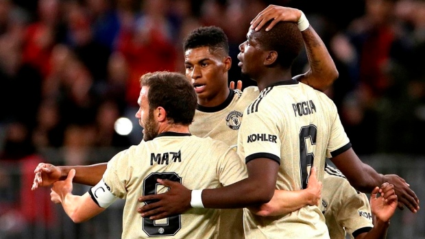 Juan Mata, Marcus Rashford and Paul Pogba