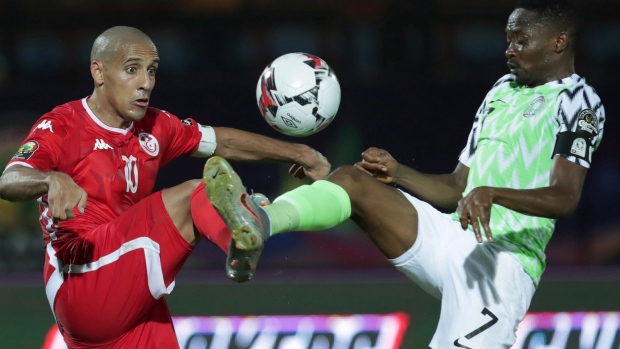 Tunisia's Wahbi Khazri and Nigeria's Ahmed Musa 