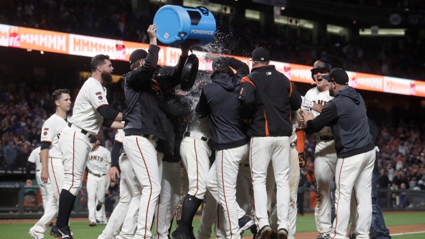 San Francisco Giants celebrate, The Canadian Press San Francisco Giants celebrate