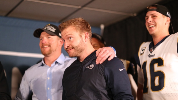 Les Snead, Sean McVay and Jared Goff