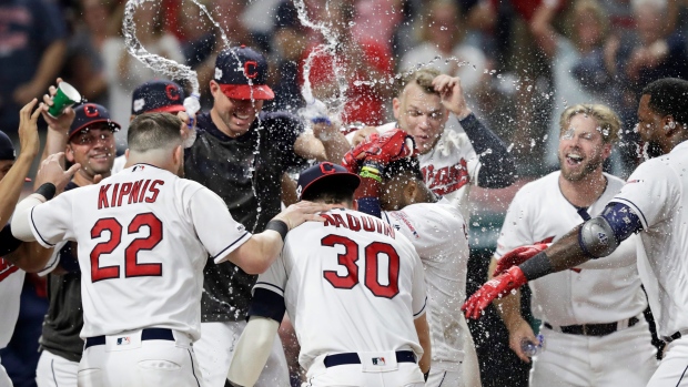 Cleveland Indians celebrate , The Canadian Press Cleveland Indians celebrate