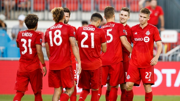 Toronto FC celebrates, The Canadian Press Toronto FC celebrates