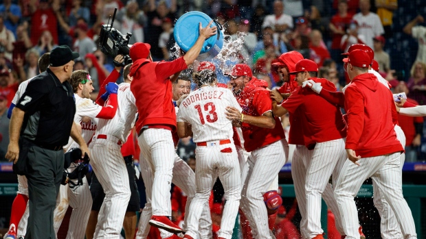 Philadelphia Phillies celebrate, The Canadian Press Philadelphia Phillies celebrate