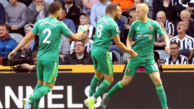 Watford players celebrate, The Canadian Press Watford players celebrate
