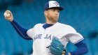 Jays starting pitcher T.J. Zeuch throws against the Red Sox on Tuesday.