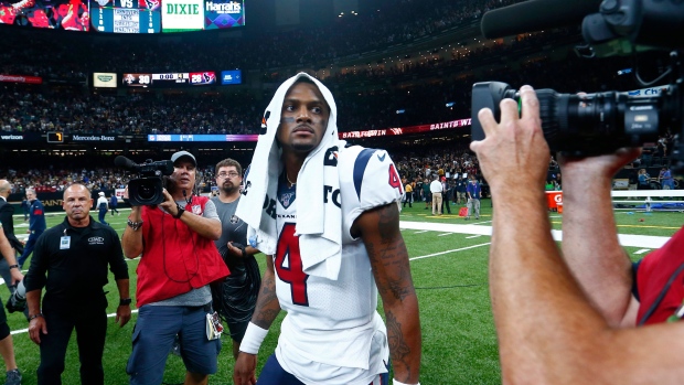 Texans QB Deshaun Watson shows his dejection after Monday's loss to the Saints., The Canadian Press Texans QB Deshaun Watson shows his dejection after Monday's loss to the Saints.