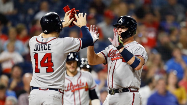 Tyler Flowers, right, and Matt Joyce