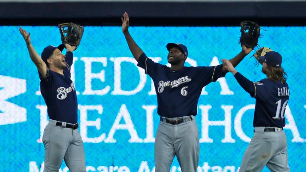 Ryan Braun, Lorenzo Cain and Ben Gamel, The Canadian Press Ryan Braun, Lorenzo Cain and Ben Gamel