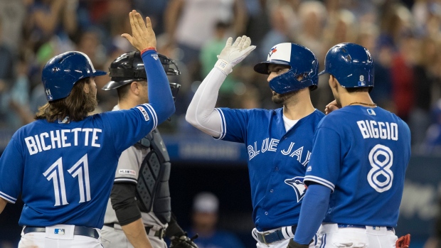 Randal Grichuk Cavan Biggio Bo Bichette, The Canadian Press Randal Grichuk Cavan Biggio Bo Bichette