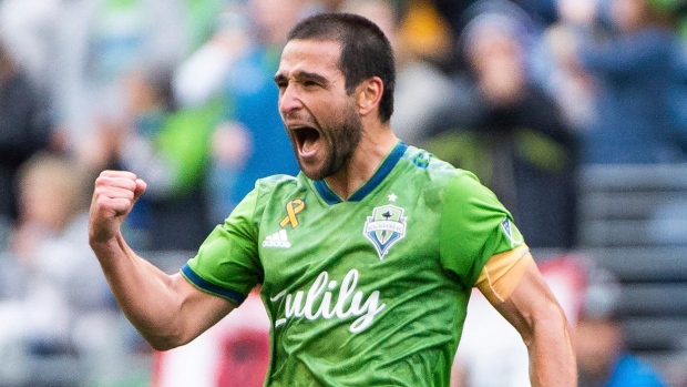 Nicolas Lodeiro celebrates, The Canadian Press Nicolas Lodeiro celebrates