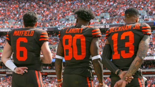 Baker Mayfield, Jarvis Landry and Odell Beckham Jr. 