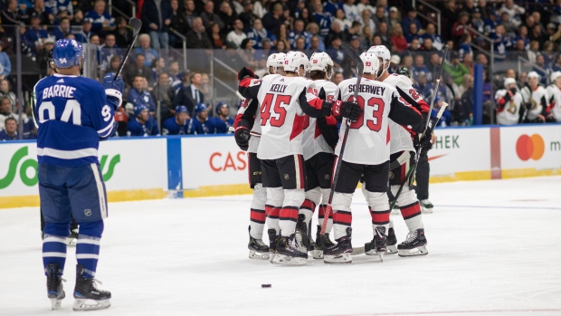 Ottawa Senators celebrate, The Canadian Press Ottawa Senators celebrate