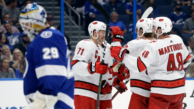 Carolina Hurricanes celebrate , The Canadian Press Carolina Hurricanes celebrate
