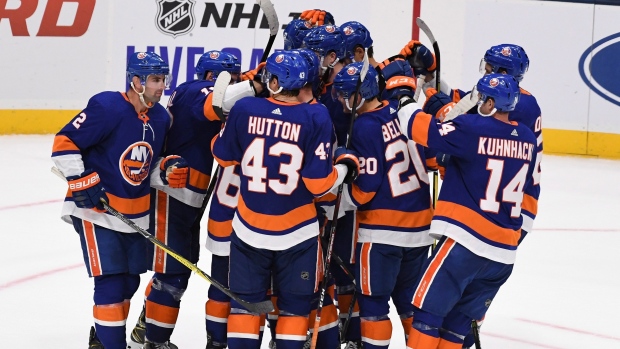 New York Islanders celebrate, The Canadian Press New York Islanders celebrate