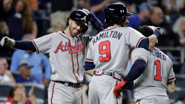 Atlanta Braves celebrate, The Canadian Press Atlanta Braves celebrate