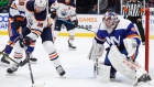 Oilers winger James Neal takes a shot Tuesday against the Islanders