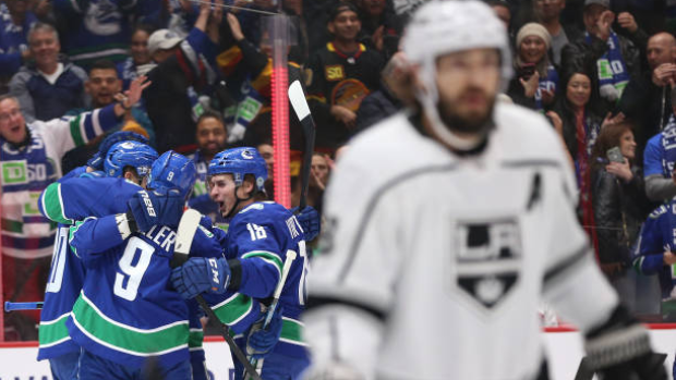 Canucks celebrate vs. Kings, Getty Images Canucks celebrate vs. Kings