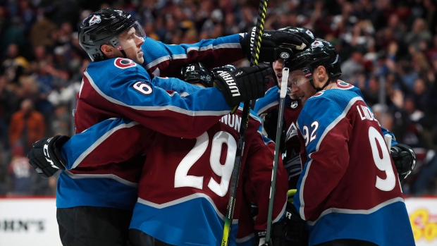 Colorado Avalanche celebrate, The Canadian Press Colorado Avalanche celebrate