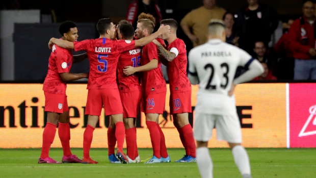 U.S. Soccer celebrates, The Canadian Press U.S. Soccer celebrates